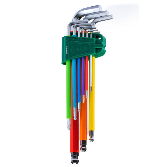 ชุดประแจหกเหลี่ยมหัวบอลกันลื่น 9 ชิ้น SATA 09101CH